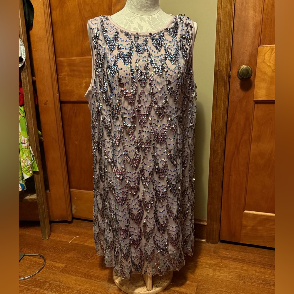 Pink/purple Sequin A-Line Sleeveless Dress - Picture 2 of 8